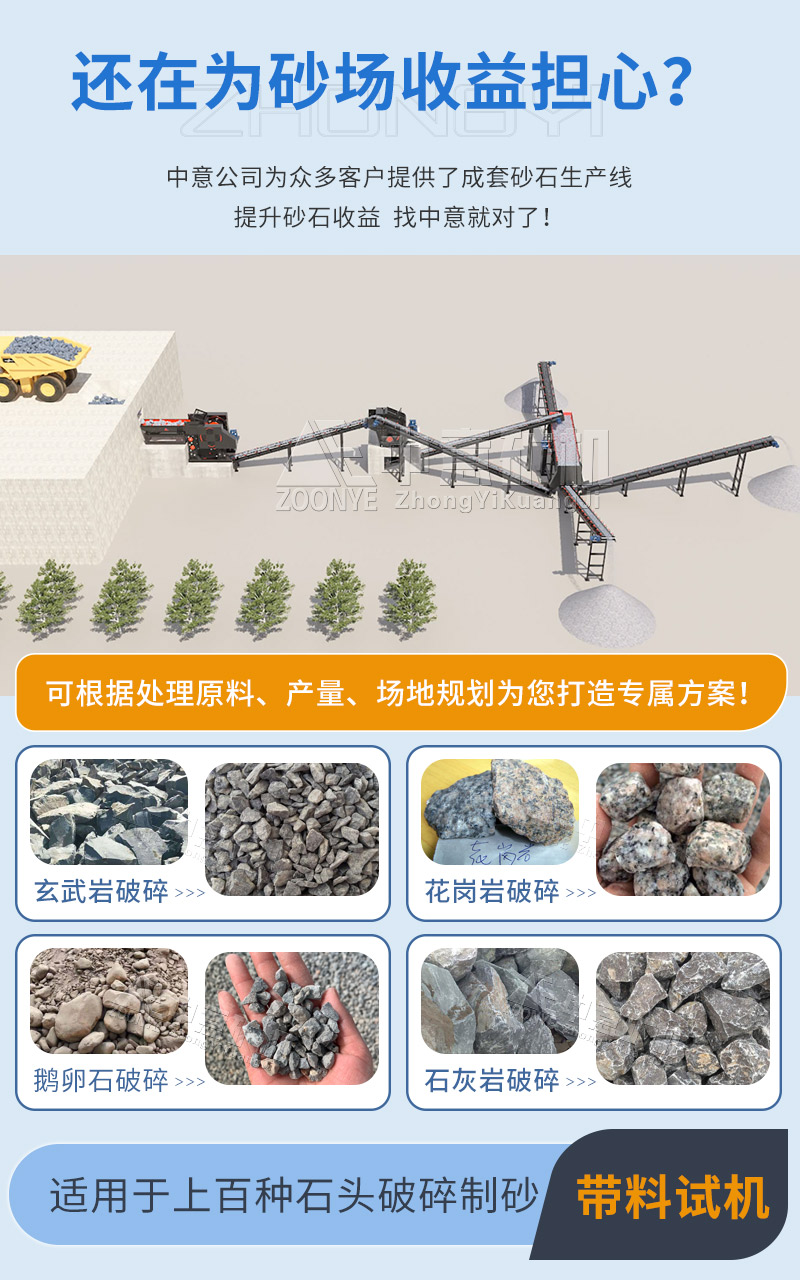 中意砂石料生產(chǎn)線配置及適用物料